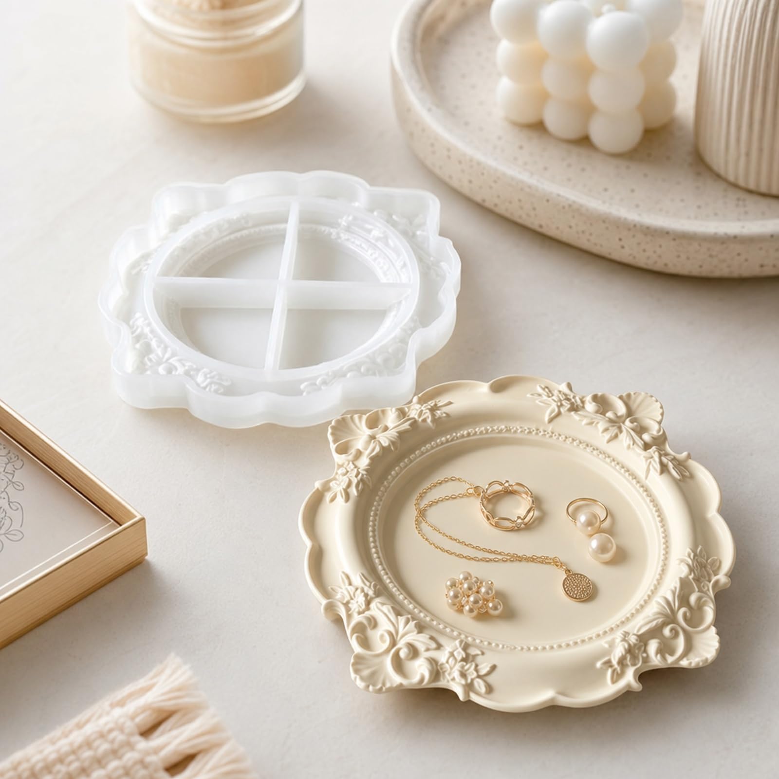Retro Resin Tray Mold - Floral Silicone Mould -6 Retro Resin Tray Mold - Floral Silicone Mould -6