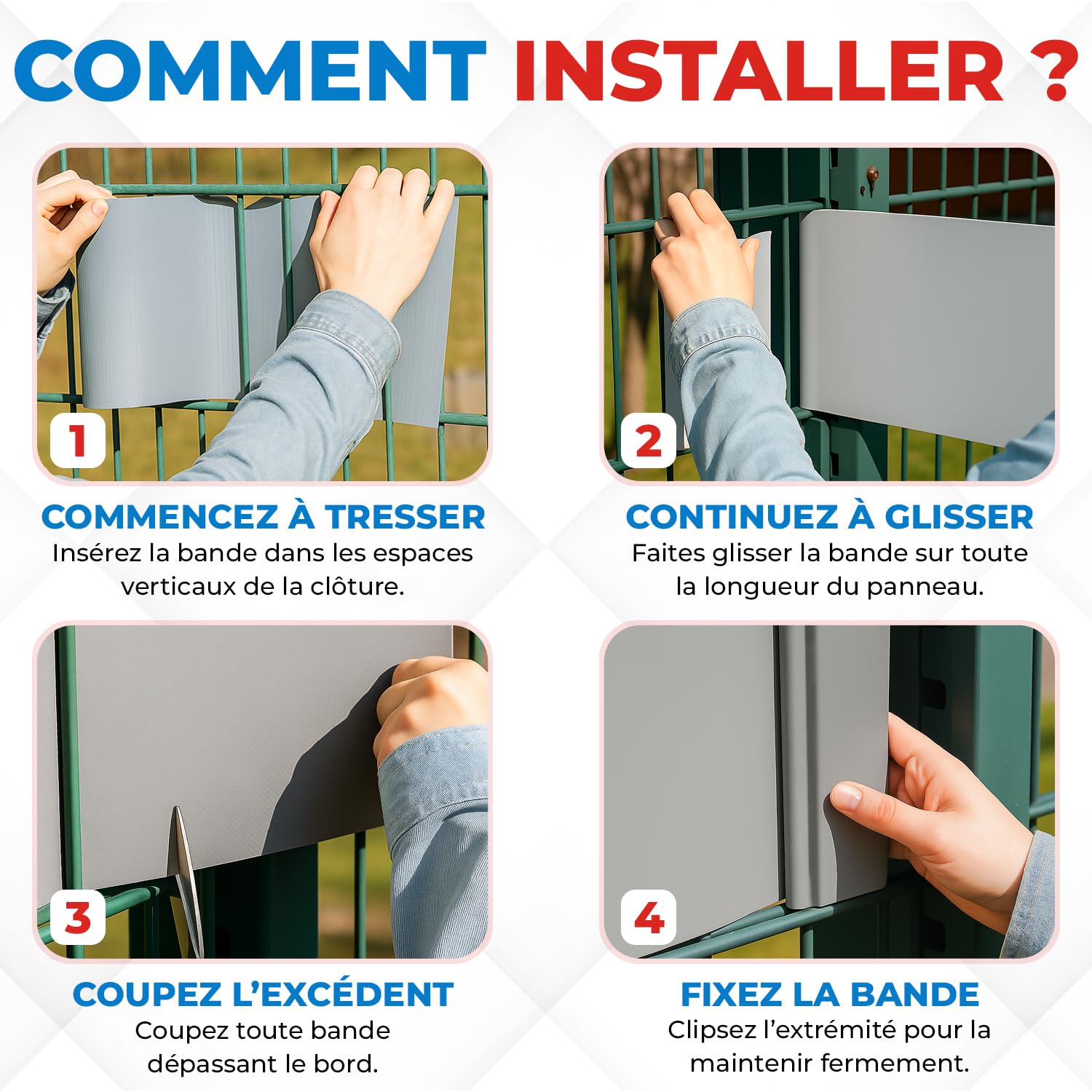 Electronicx Bandes brise-vue en PVC pour clôture de jardin - Gris clair (RAL 7040) - 35 m x 19 cm - Qualité supérieure - 450 g/m² - Brise-vue résistant aux UV - Avec 20 clips