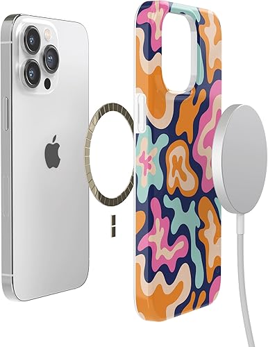 Miniatura 5 de Casely Funda para iPhone 14 Pro Max Color Splash de medianoche Retro abstracto Compatible con MagSafe Diseño clásico de funda ultra delgada