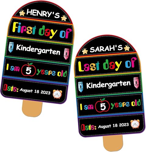 PETCEE Letrero de primer día de escuela Reutilizable y borrable para el primer día, regalos para hija, hijo, 1er día de preescolar, letrero de