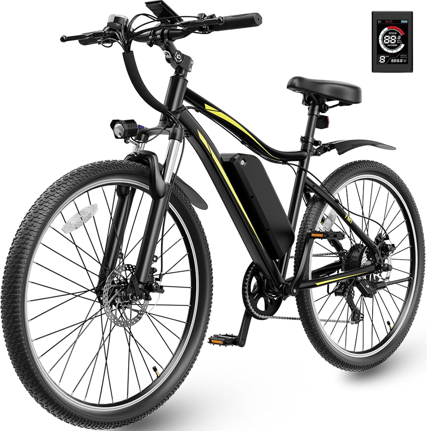 Electric Bikes for Adults, 27.5 E Bikes for Adults with 1200W Peak Motor, 28 MPH, 50+ Miles Range Electric Bicycle, E Mountain Bike with 48V 10.4AH Removable Battery
