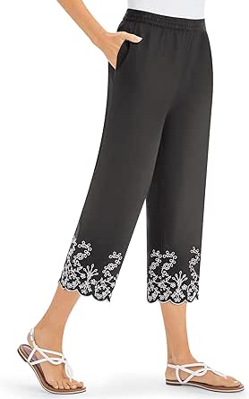 Mustard Embroidered Scallop Pants main image 0