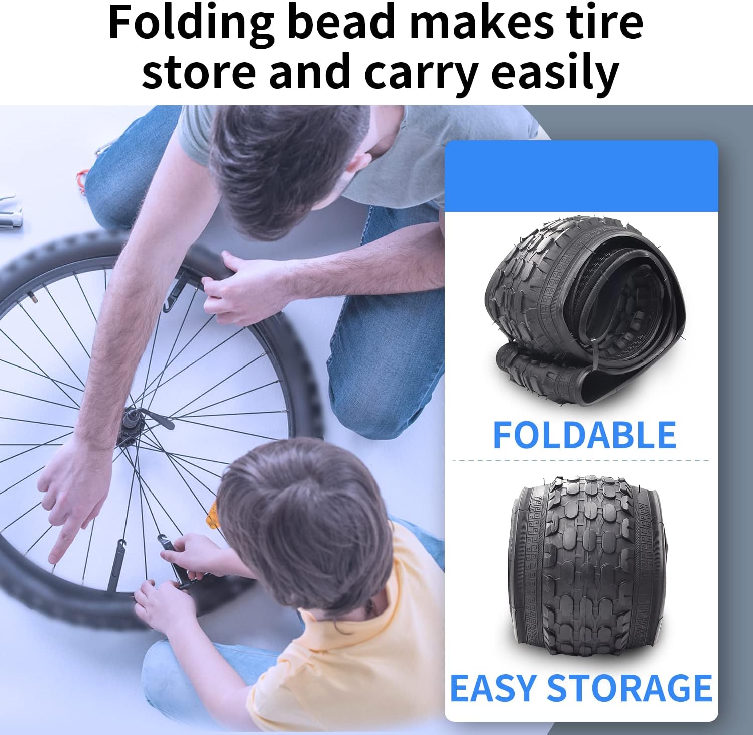 Kids Bike Tire 16 Inch Folding Bicycle Replacement Tire 16 X 2.125 Fit Children Road Bike