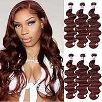 Vista 46 de Beauty Forever #33B Cabello humano brasileño ondulado marrón rojizo 1 paquete de 8 pulgadas, cabello humano Remy castaño cobrizo rojo cobrizo