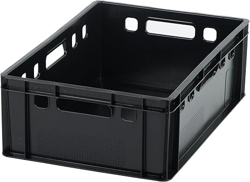 Pallet E2 Crates 60 x 40 x 20 cm Meat Box Storage Box Butcher Crate – Pack of 40 in Black