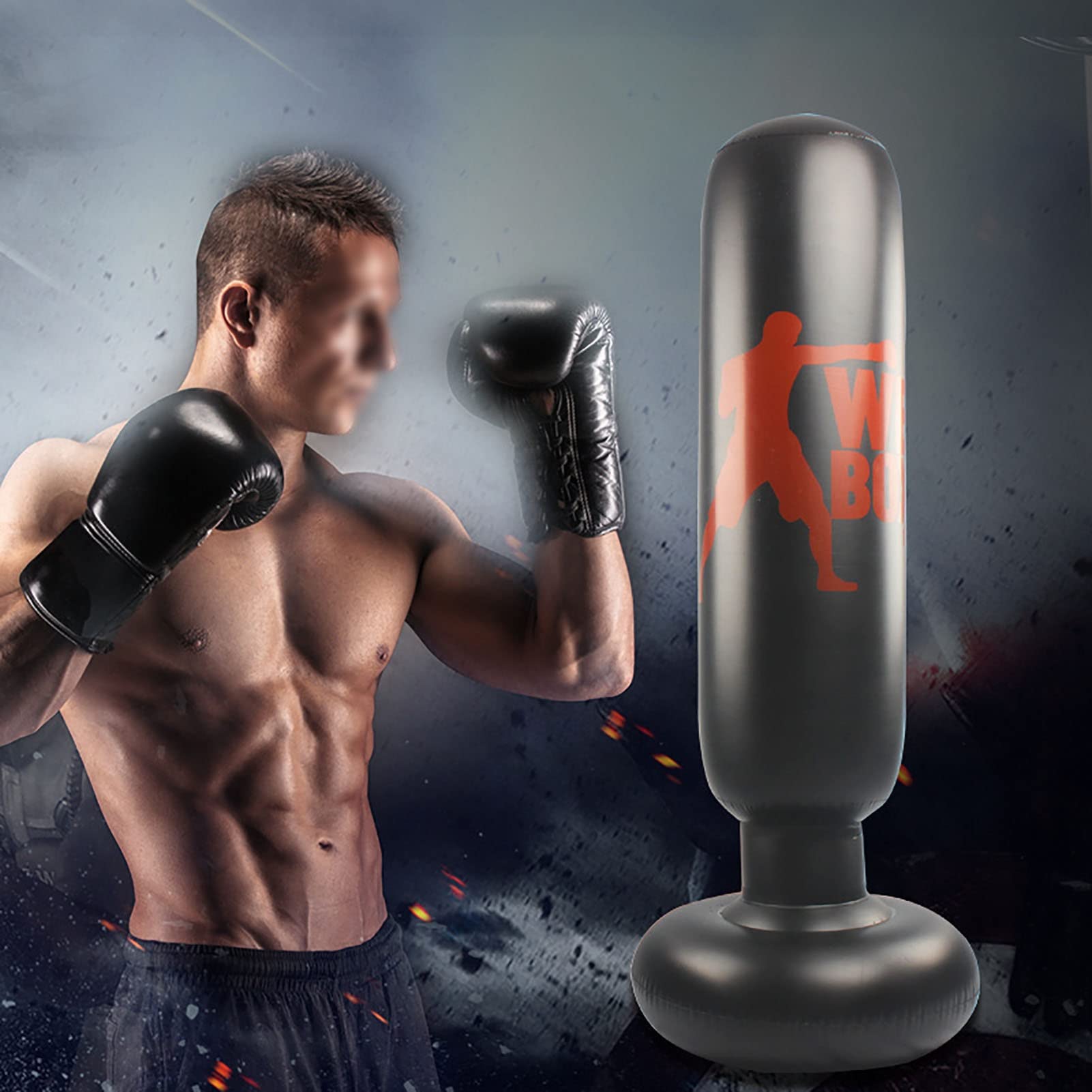 SXYAO Fitness Standing Kids 63 Inches Inflatable Punching Bag Boxing Column, Adults Boxing Bag Tumbler Vent Relieve Stress Quick Rebound