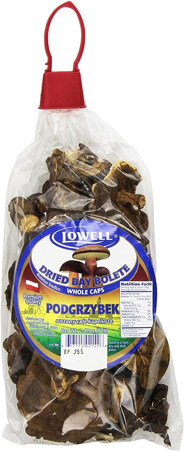Polish Dried Bay Bolete Mushrooms ( Podgrzybek ) Whole Caps 70g/2.47oz.