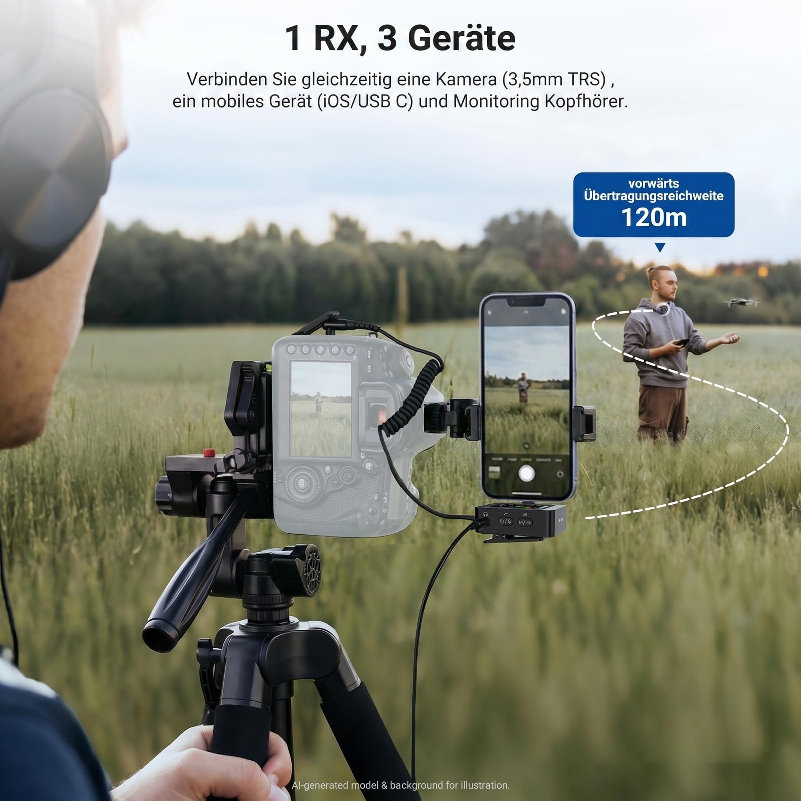 NEEWER CM26 MAX AI kabelloses Lavalier Mikrofon kompatibel mit iPhone 17 16 15 Android Kamera PC, USB C Plug & Play, APP Steuerung, 50 Std. Gesamtakkulaufzeit, 120m Reichweite, Apple MFi Zertifiziert