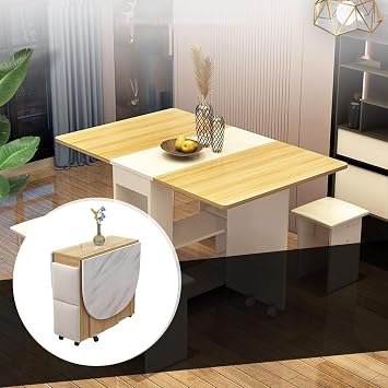 Foldable Kitchen Dining Table,Compact Design, Durable Construction, Easy to fold and Store, Ideal for Small Spaces, Kitchen, or Dining Room(Black,120cm)