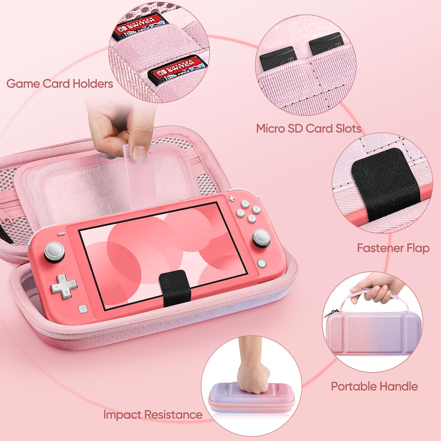 Carrying Case for Nintendo Switch Lite, 8 in 1 Switch Lite