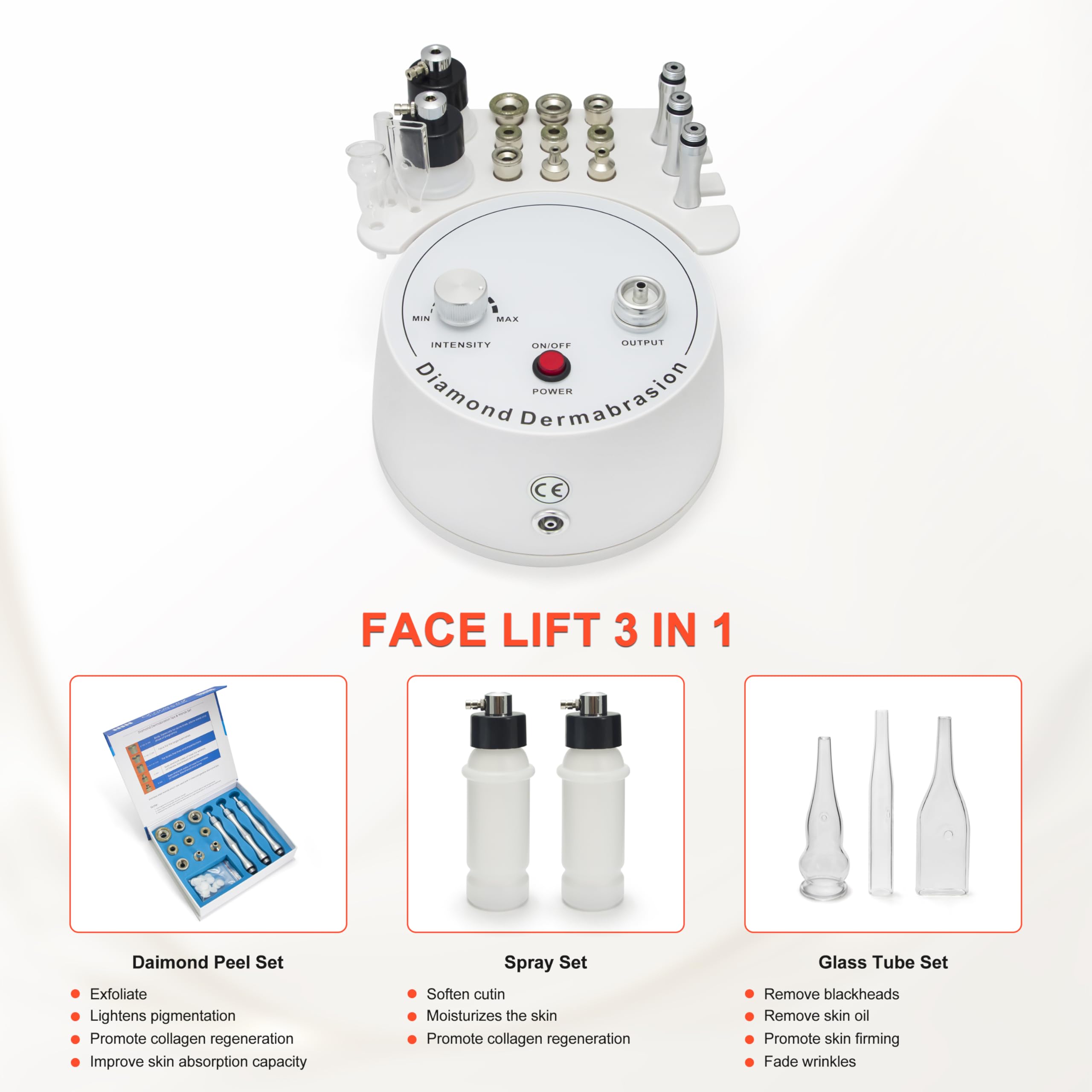 Elitzia Diamond Microdermabrasion & Hydra Spray Dispositivo de rejuvenecimiento de la piel 2 en 1 - para acné, puntos negros, refinamiento de poros ETNF108