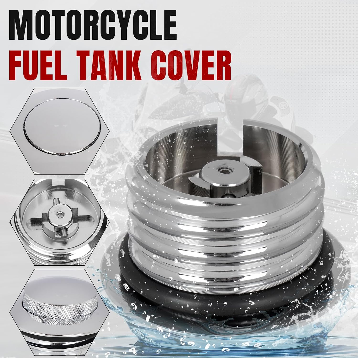 BHB Motorcycle Fuel Tank Pop-up Fuel Gas Oil Tank Cap Compatible With Harley Davidson Regular Thread 1982-2018 (Silver)