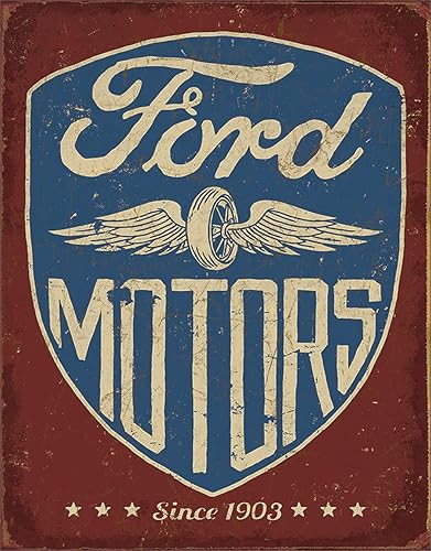 Desperate Enterprises Ford Motors - Letrero de hojalata Since 1903, 12.5 pulgadas de ancho x 16 pulgadas de alto
