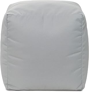Gouchee Home Outdoor/Indoor Fade Resistant Cube Soleil Bean Bag Pouf with Filling Silver