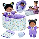 OUOZZZ 10 Soft Baby Doll Set, African American Baby Doll Accessories Pretend Playset Doll for 2 Year Olds Girls Christmas Birthday Gift