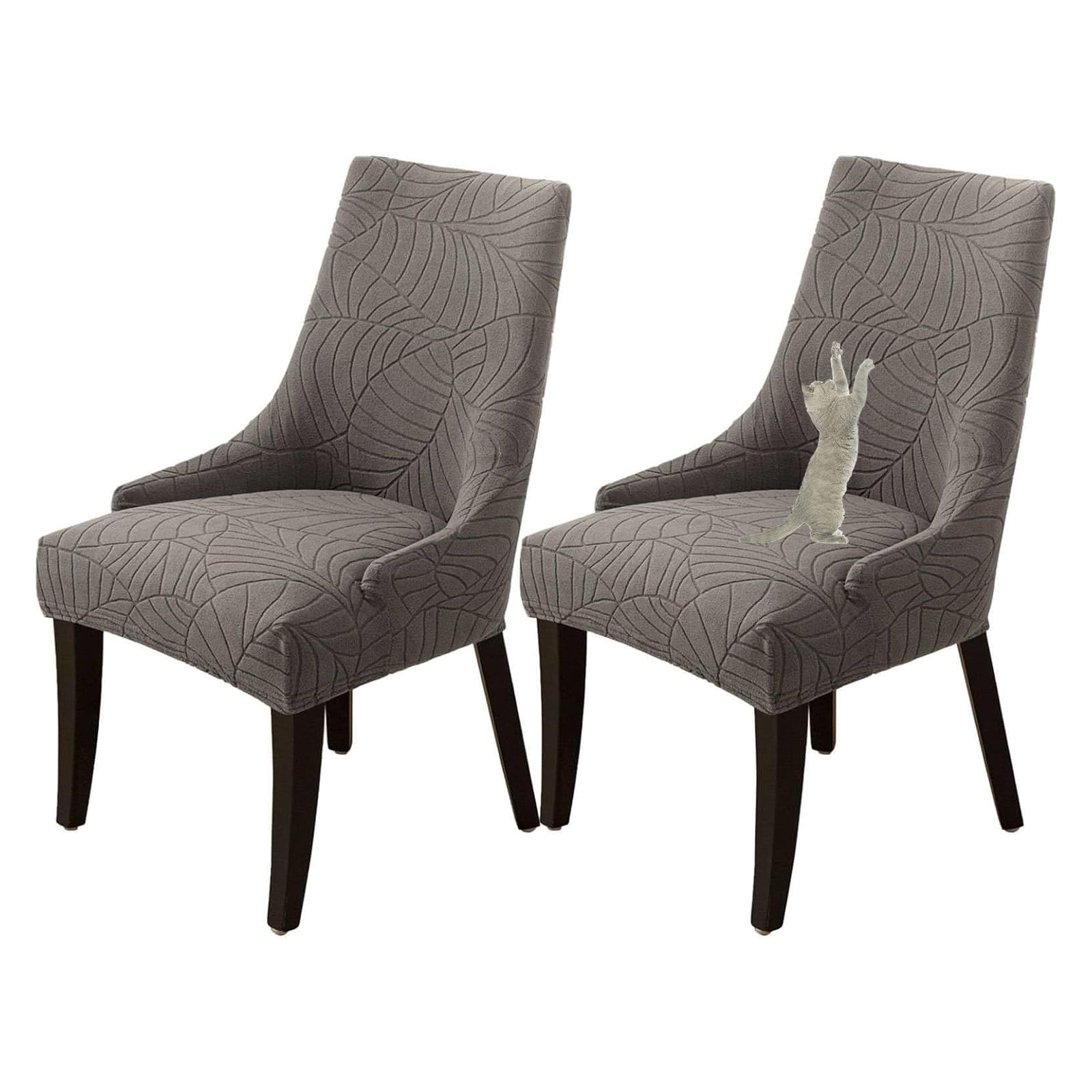 GUYIRT Stretch Wingback Side Chair Slipcover Accent Chair Cover Dining Room Chair with Arms Slipcovers for Banquet Home Decor (coffee,set of 2)