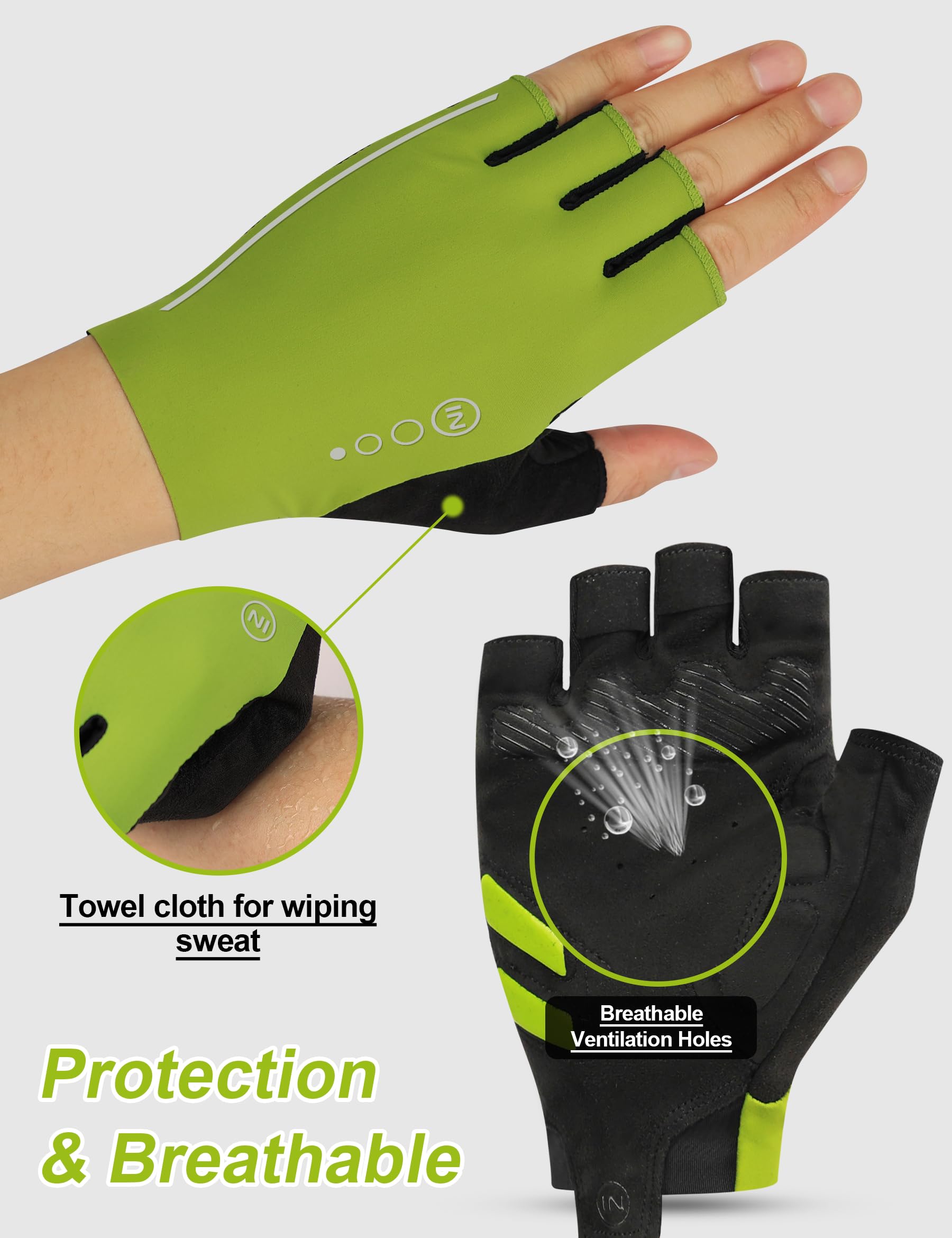 INBIKE Guantes de Ciclismo de los Hombres de Medio Dedo a Prueba de Golpes de Verano elástico Transpirable Reflectante C208
