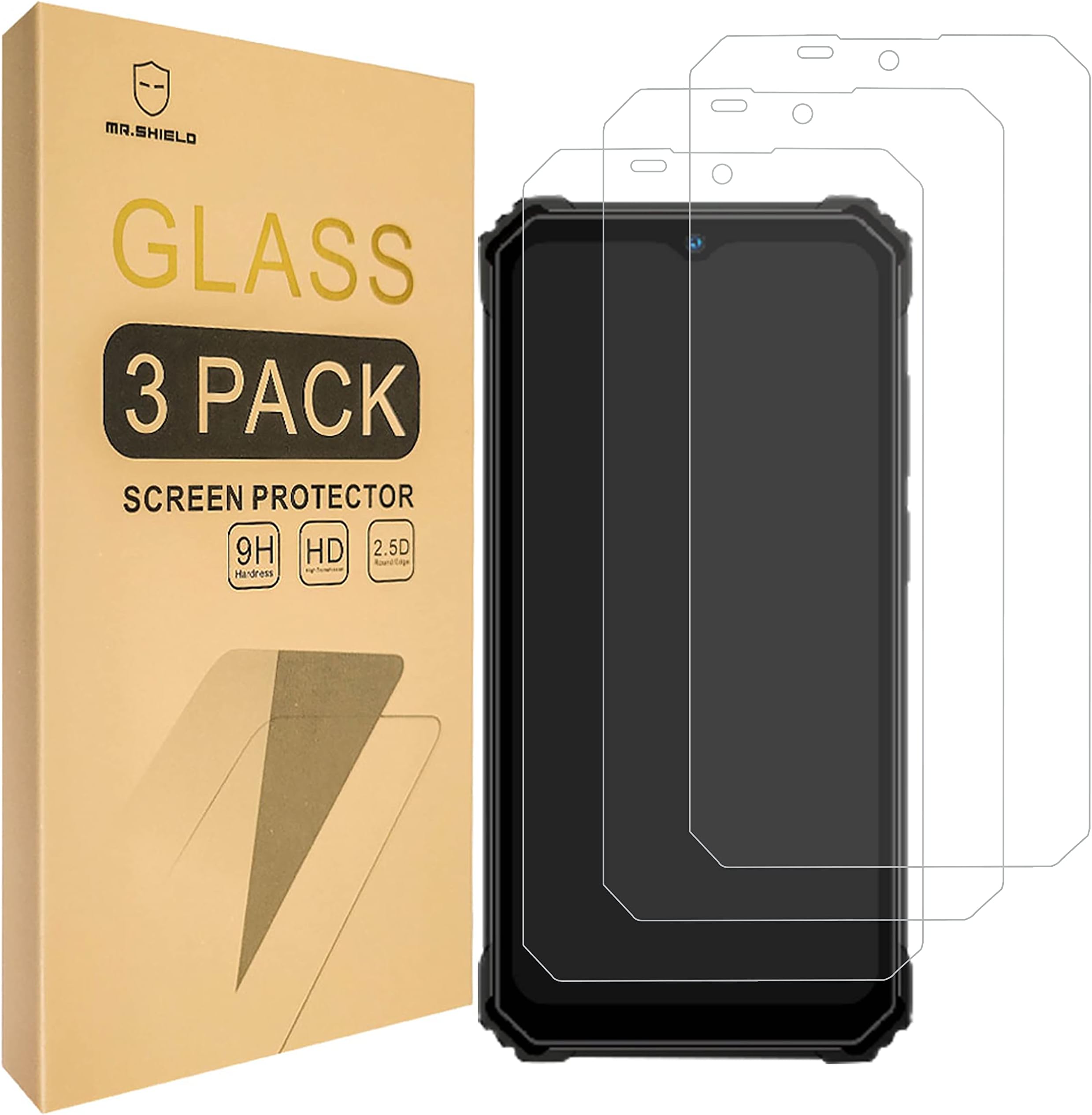 Mr.Shield Screen Protector Compatible with Oukitel WP23 / Oukitel WP23 Pro [Pack of 3] Protective Glass Film 9H Hardness, HD Clear Screen Protector