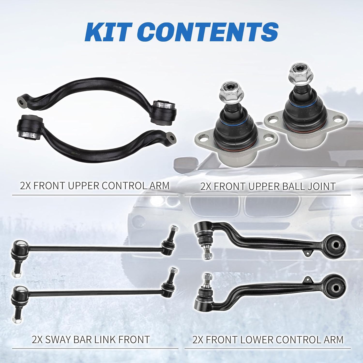 8 Pcs Front Upper & Lower Control Arm Kit, Sway Bar Link, Upper Ball Joints Compatible with 2003-2012 Land Rover Range Rover Suspension
