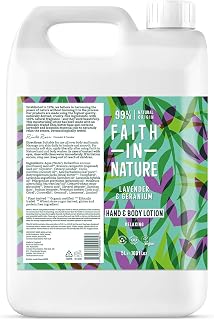 Faith In Nature Natural Lavender & Geranium Hand & Body Lotion, Relaxing, Vegan & Cruelty Free, No SLS or Parabens, 5L Refill Pack