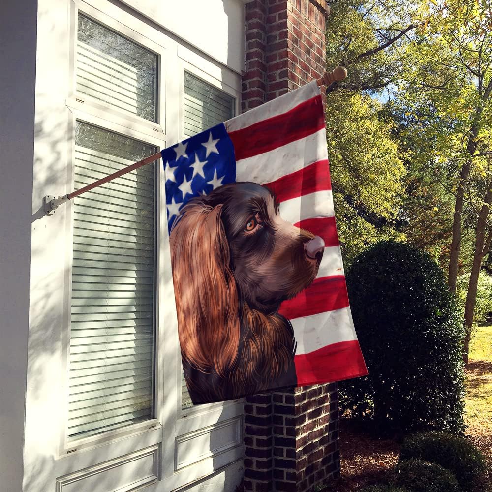 Caroline's Treasures CK6455CHF Boykin Spaniel Dog American Flag House Flag Large Porch Sleeve Pole Decorative Outside Yard Banner Artwork Wall Hanging, Polyester, House Size, Multicolor