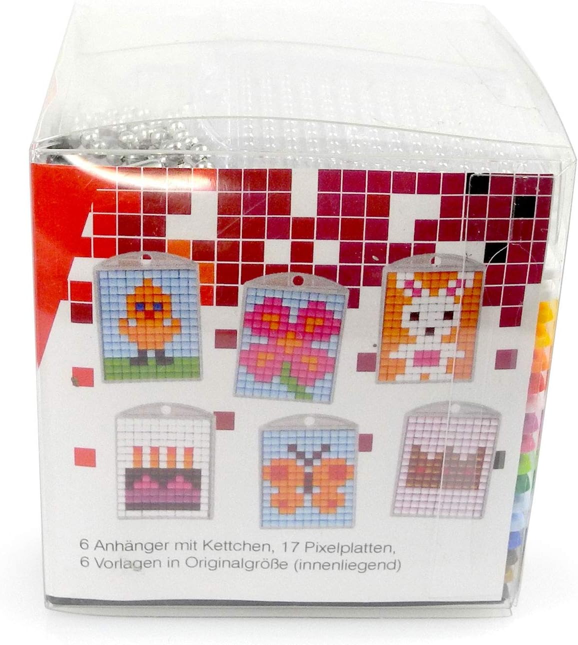 Pracht Creatives Hobby P90013-63501 Pixel Fun Craft Set 6 for 6 Lockets Key Chain Boys and Girls Ideal as a Small Gift, Bag, Children's Birthday Party, Colourful