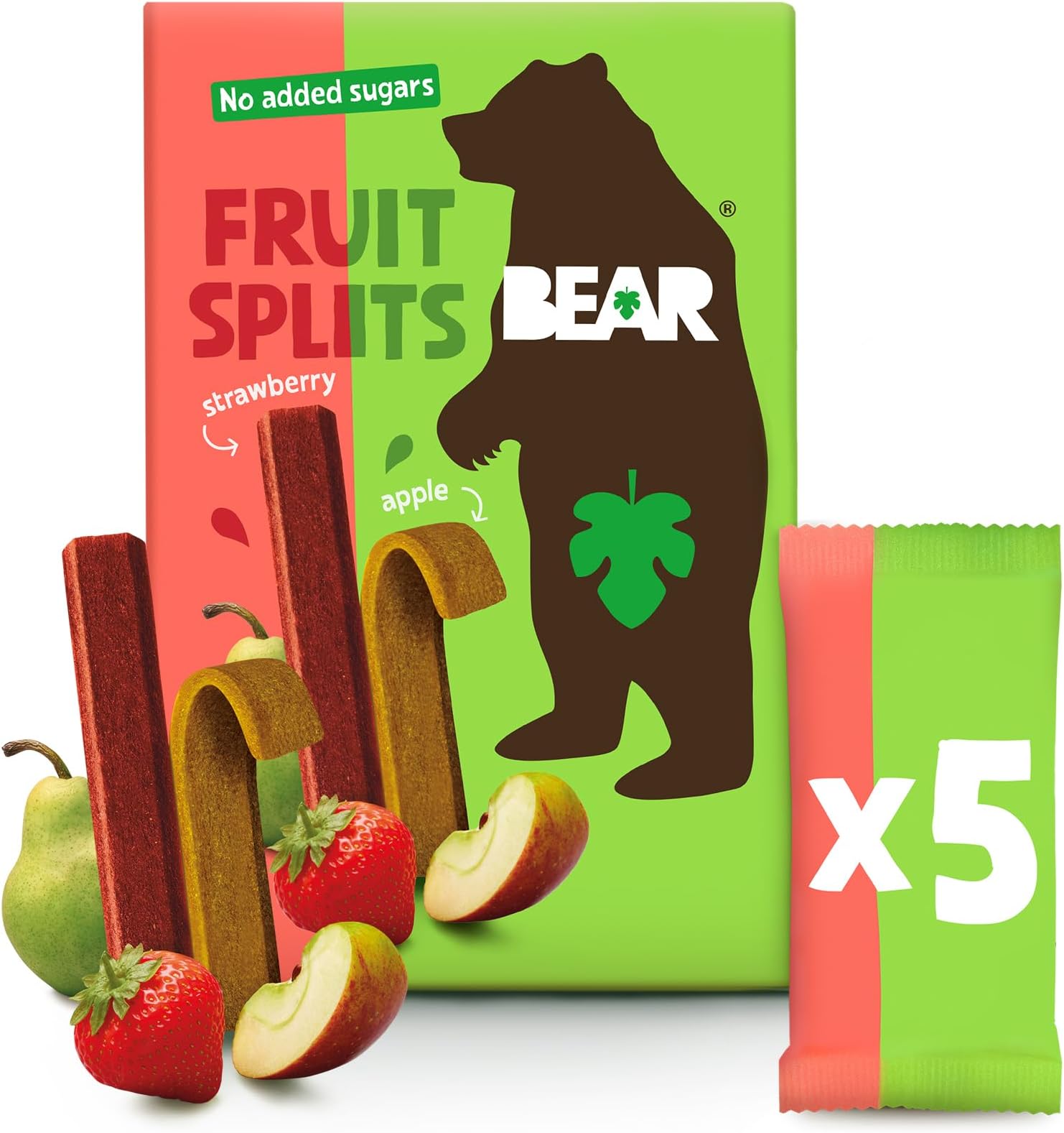 BEAR Fruit Splits Strawberry Apple 5 x 20g