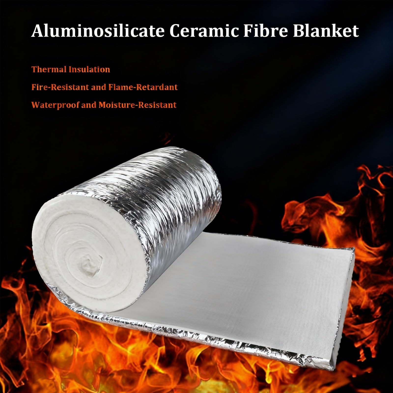 Manta de Fibra de cerámica, Manta Aislante ignífuga 2300F para Estufas, Hornos, Hornos, Ladrillos Refractarios, Calderas(610mmX1m,Thickness: 10mm)