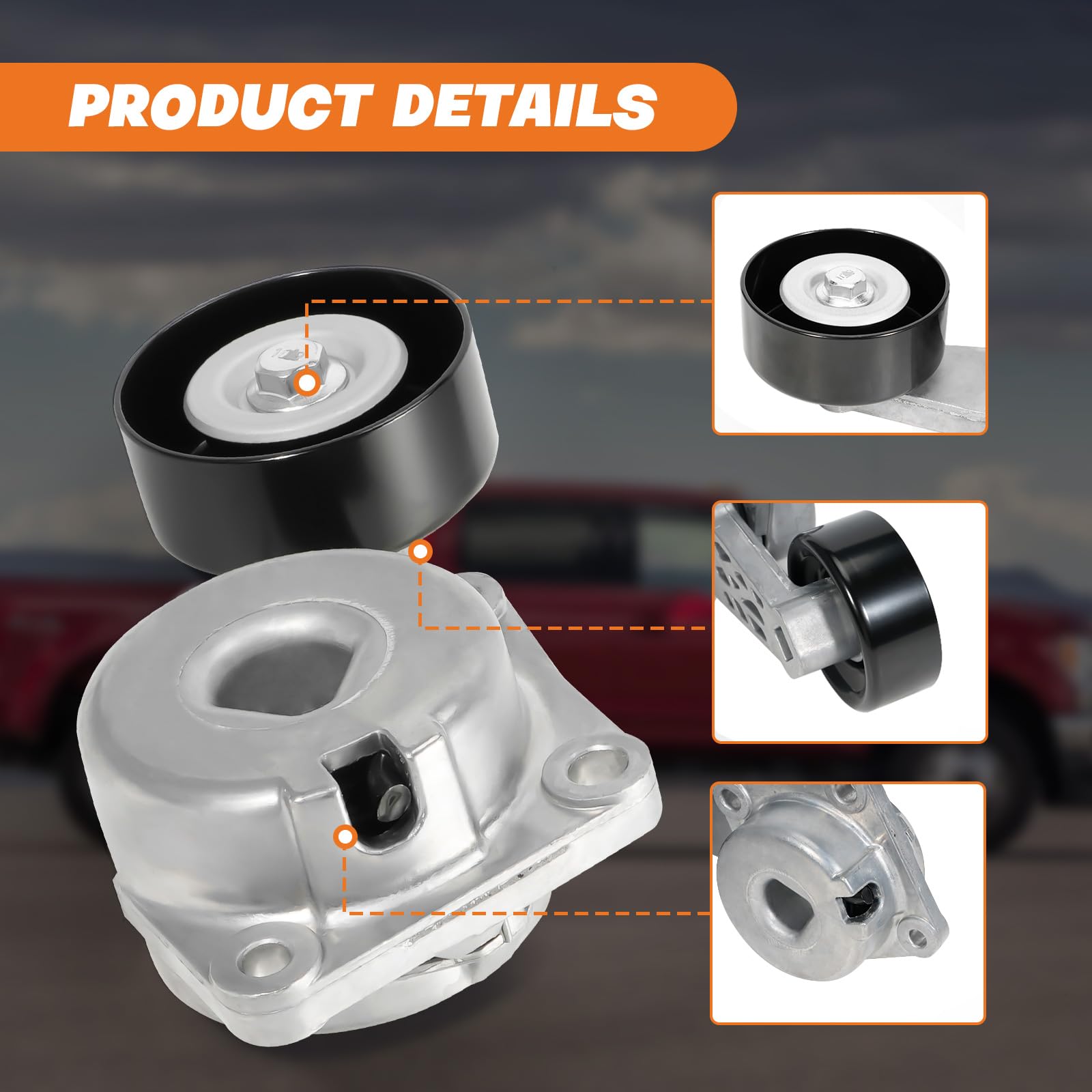 90K-38274A Kit complet de tendeur de courroie serpentine pour Ford F150 F250 F350 Explorer Lobo Expedition Lincoln, 5,4 L 4,6 L 2005-2014 Remplace ACK061025, DBK061025B avec gants