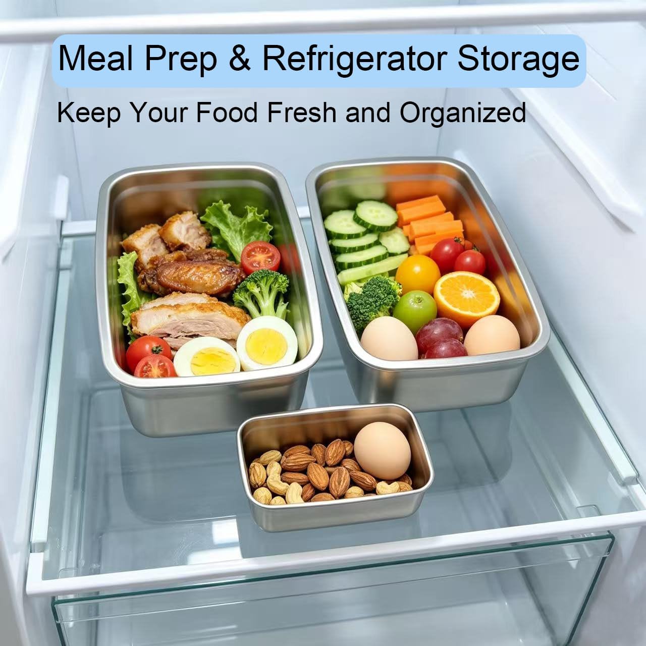 9Pack Stainless Steel Food Storage Containers with Lids 20oz /40oz /74 oz