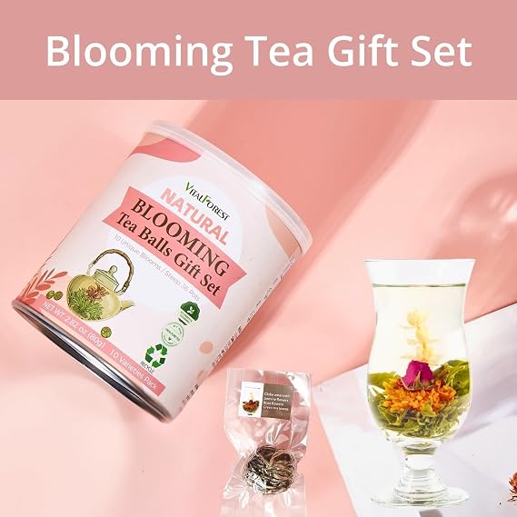 Blooming Tea Flowers Gift Set, 10 Unique Varieties Flowering Tea Balls, Individual Packing Handmade Blooming Balls for Anniversary, Valentine, Birthday