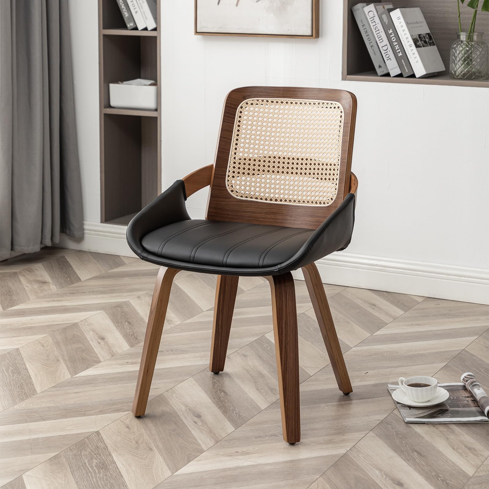 ALLFONIS Bentwood Faux Leather Chair