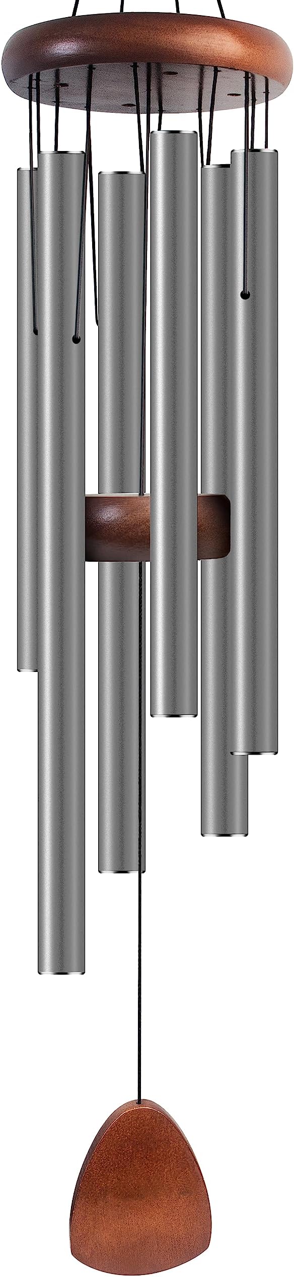 Large Aluminium Wind Chimes 37 Inches to Create a Zen Atmosphere Suitable for Outdoor, Garden, Patio Decoration. Classic Wind Chimes with Wind Catcher Suitable as A Gift for Unisex,Silver Grey