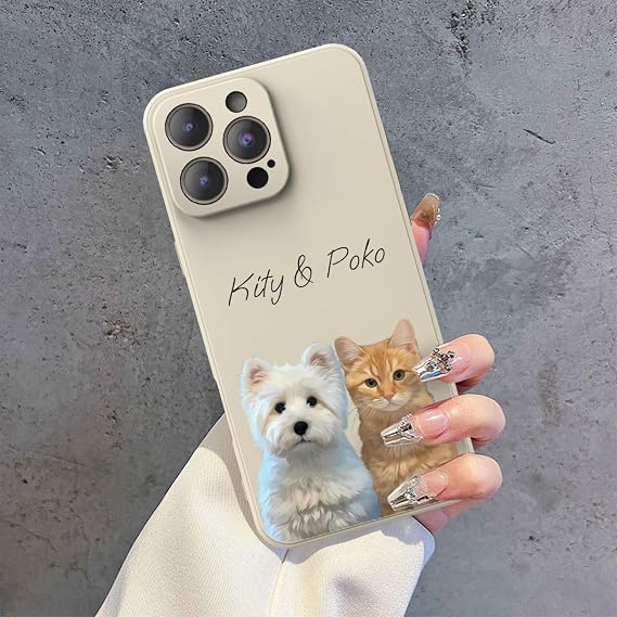 Custom Pet Photo Phone Case - Compatible with iPhone 16/15/14/13 Series, Soft Silicone Protective Cover, Printed in California, Personalized Gift (White, 1 Pack)