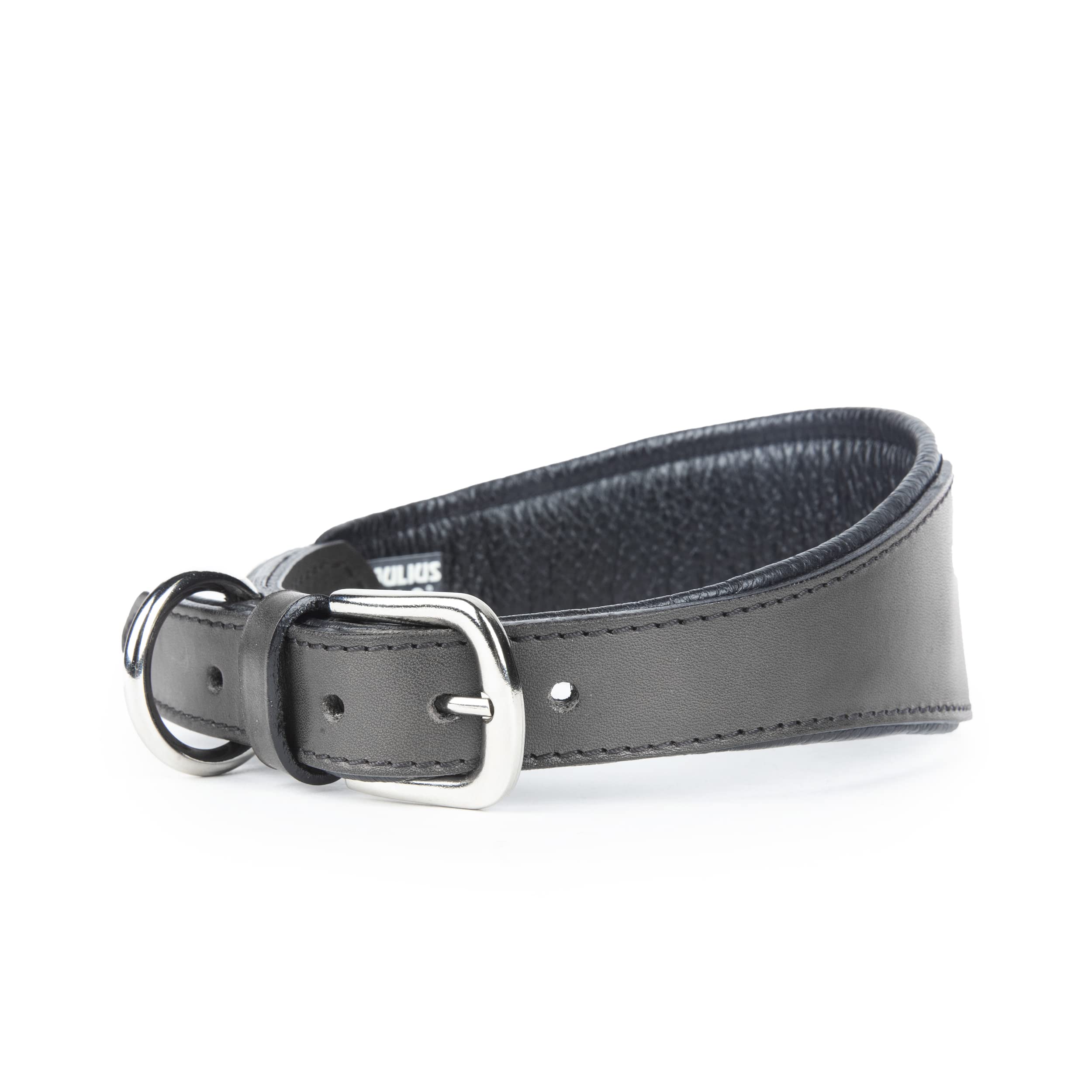 Julius-K9Leather Collar - widened, Size: 65 mm x 40-49 cm, Black
