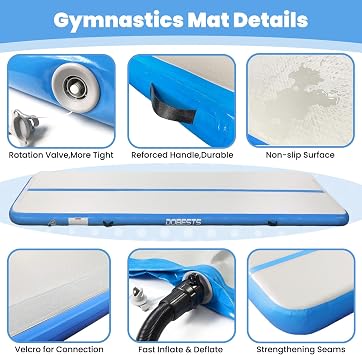 DOBESTS Inflatable Air Gymnastics Mat 6.6/10/13/16/20 ft with 4/8 in Home