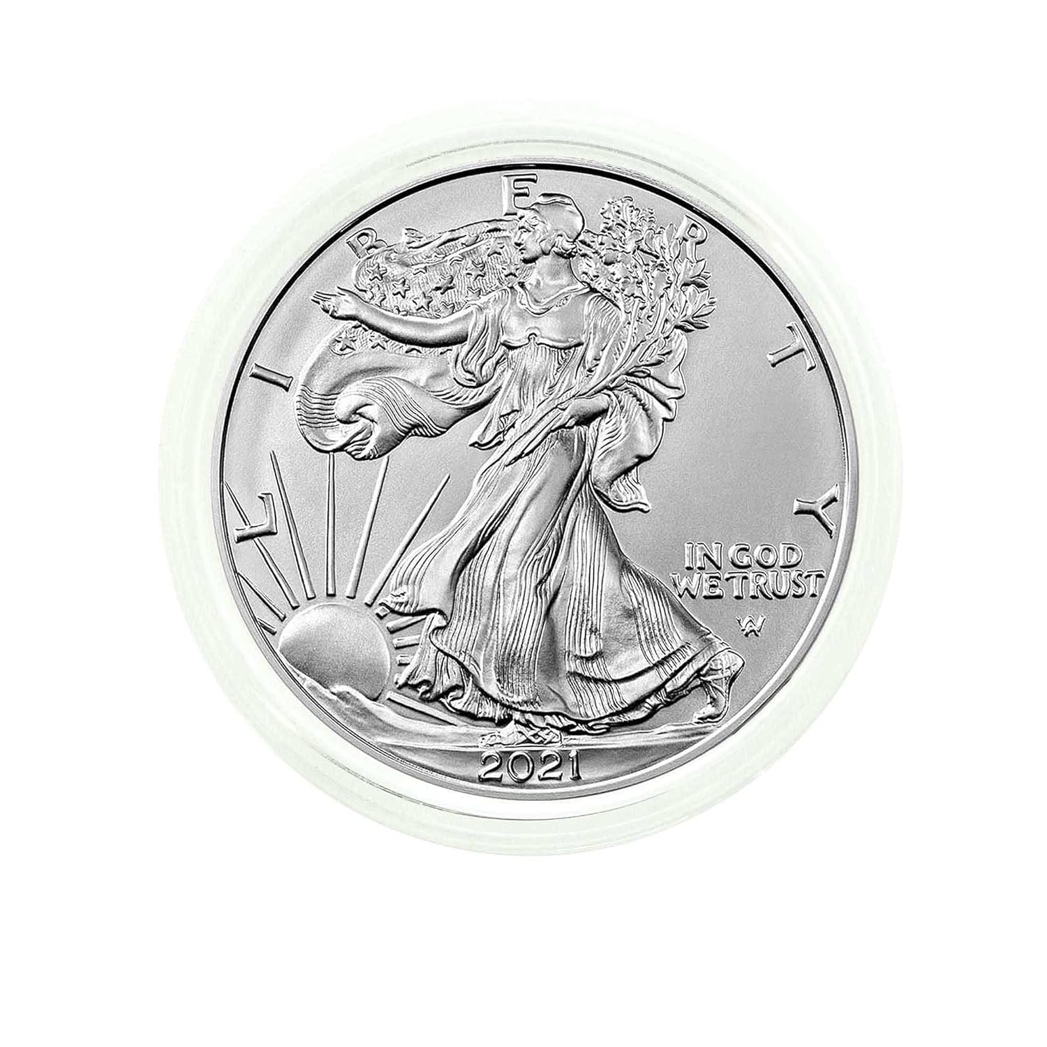 2021 American Silver Eagle Type 2 .999 Fine Silver in Direct Fit Air Tite with our Certificate of Authenticity Dollar Uncirculated US Mint