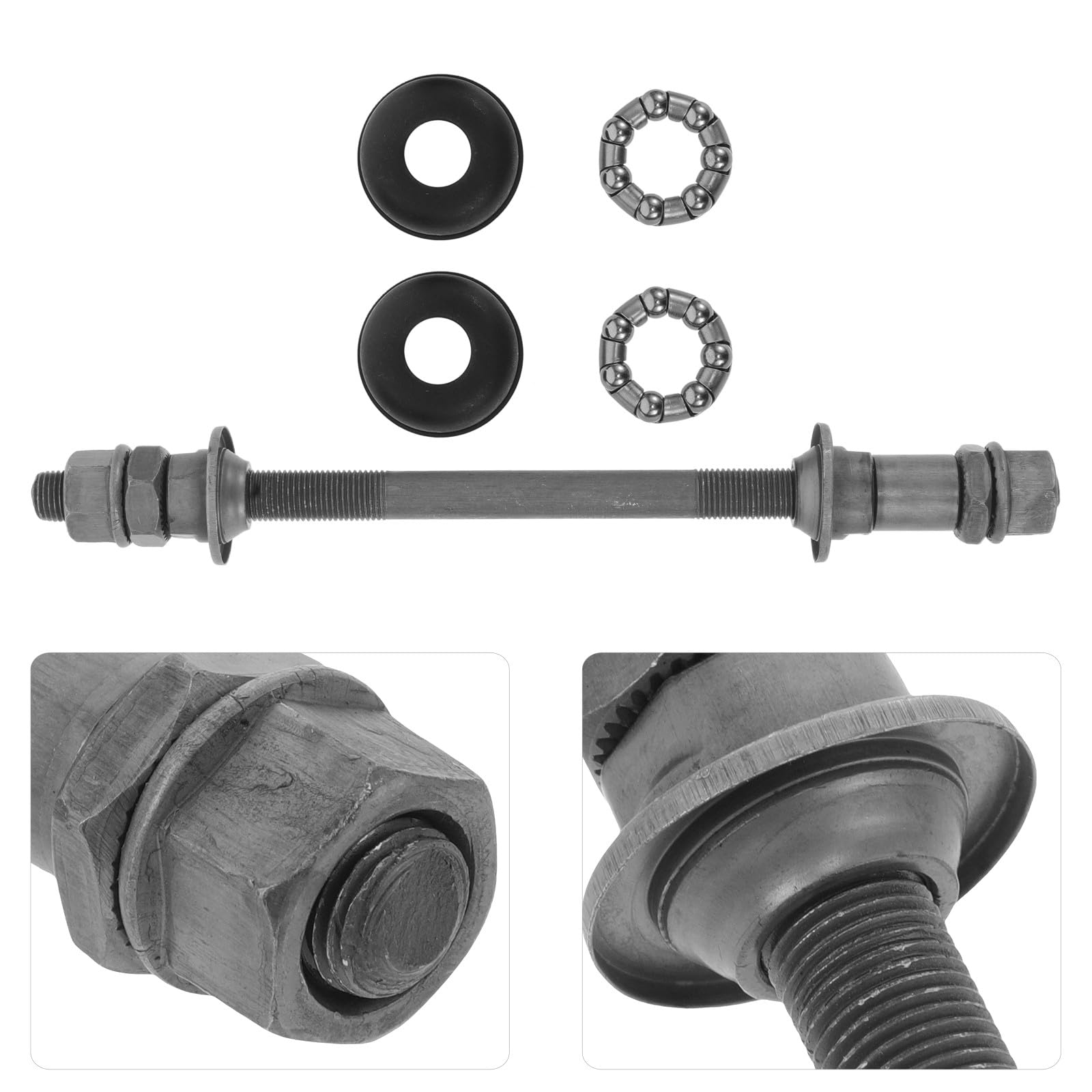 Kit Completo de Eje Trasero para Bicicleta Rodamientos y Base del Buje, Eje Gris Macizo de 180 MM para Bicicletas de Montaña y Uso Urbano