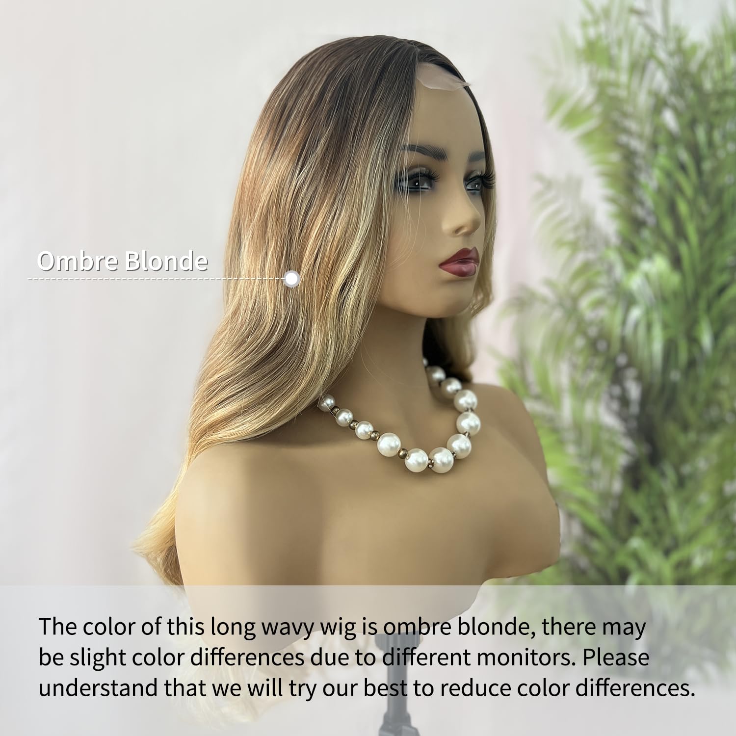 Halcyon Long Ombre Blonde Wavy Wig for Women 26 Inch Curly Wavy Middle Part Synthetic Wavy Wigs Natural Looking Heat Resistant Fiber Wig for Daily Party Use (Ombre Blonde)