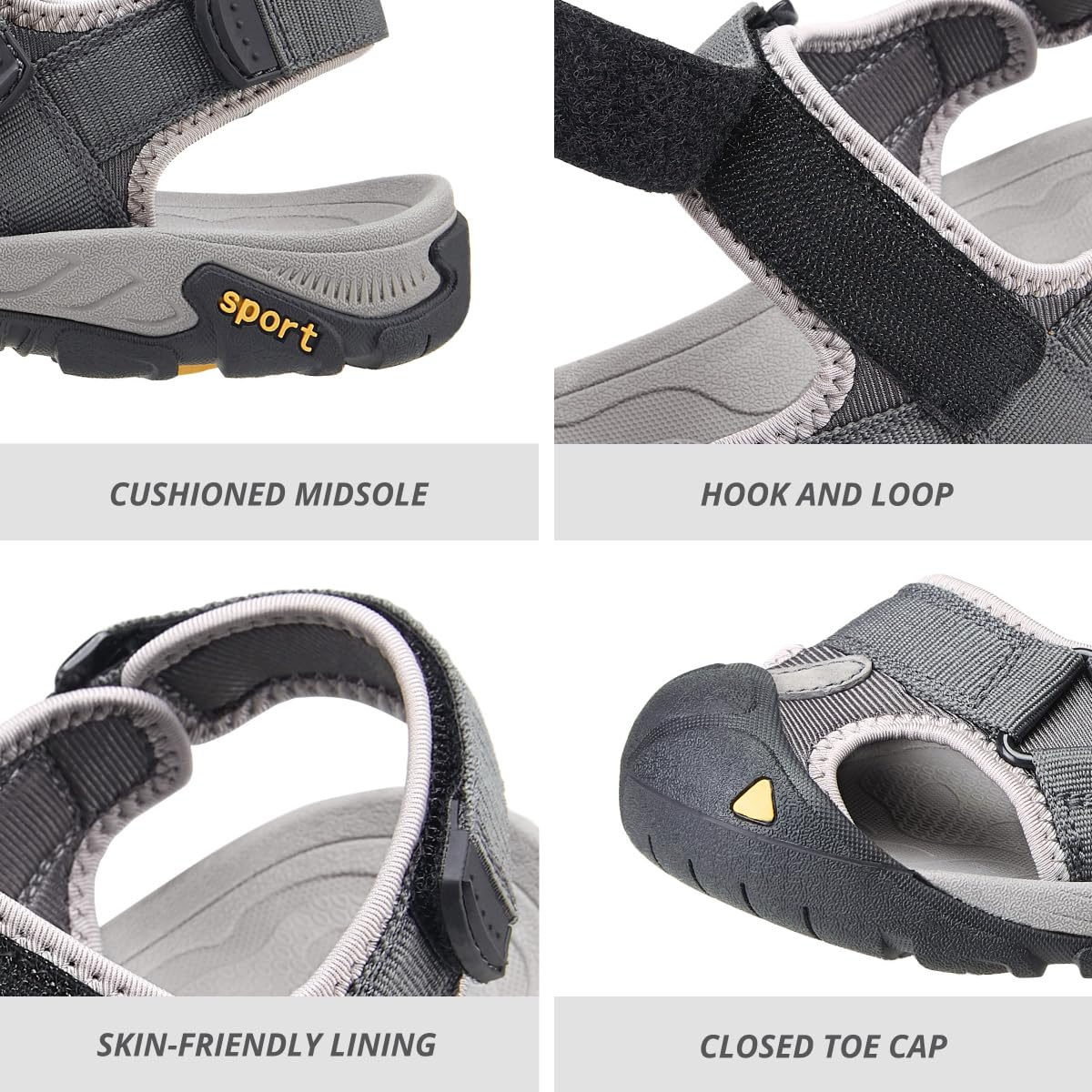 CAMEL CROWN Wasserdichte Wandersandalen für Herren, geschlossene Zehen, Wassersandalen, athletische Sport-Sandalen für Sommer, Outdoor, Strand, Watboot
