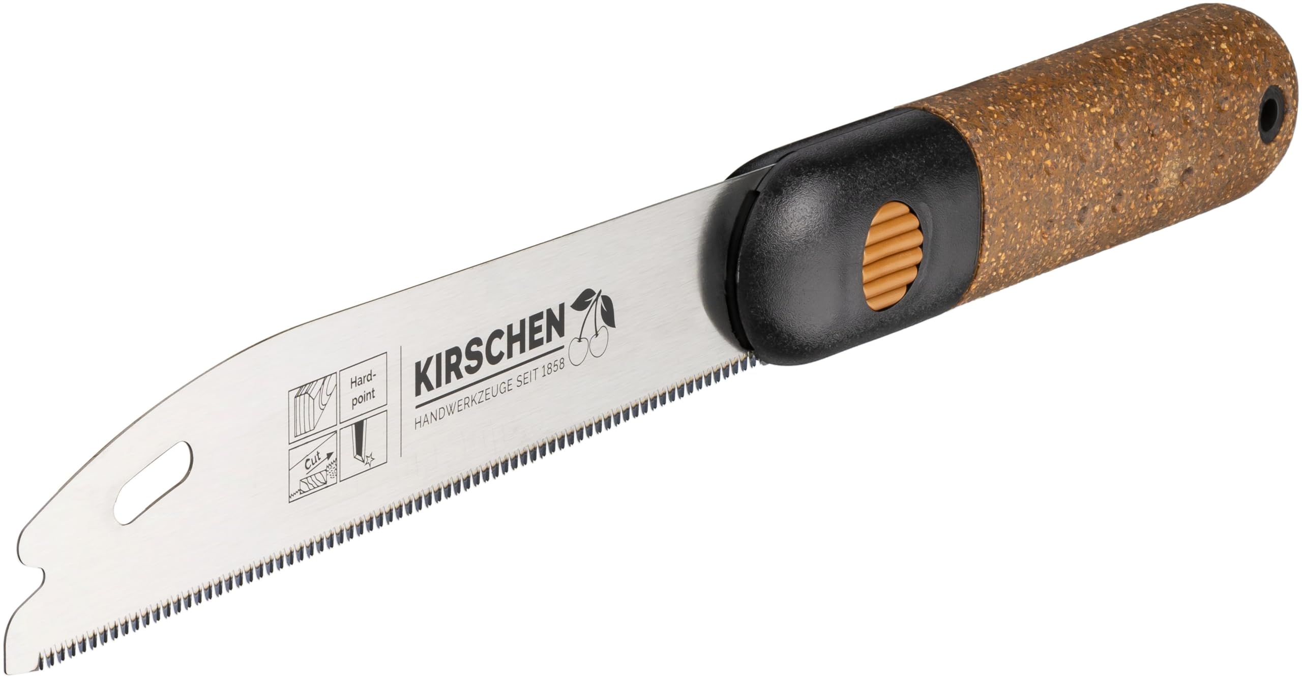 Kirschen Sega da carpentiere con manico in sughero (lunghezza lama 300 mm, lunghezza x larghezza 475 x 135 mm, 14 denti per pollice, sega per legno, sega a mano) 4400300