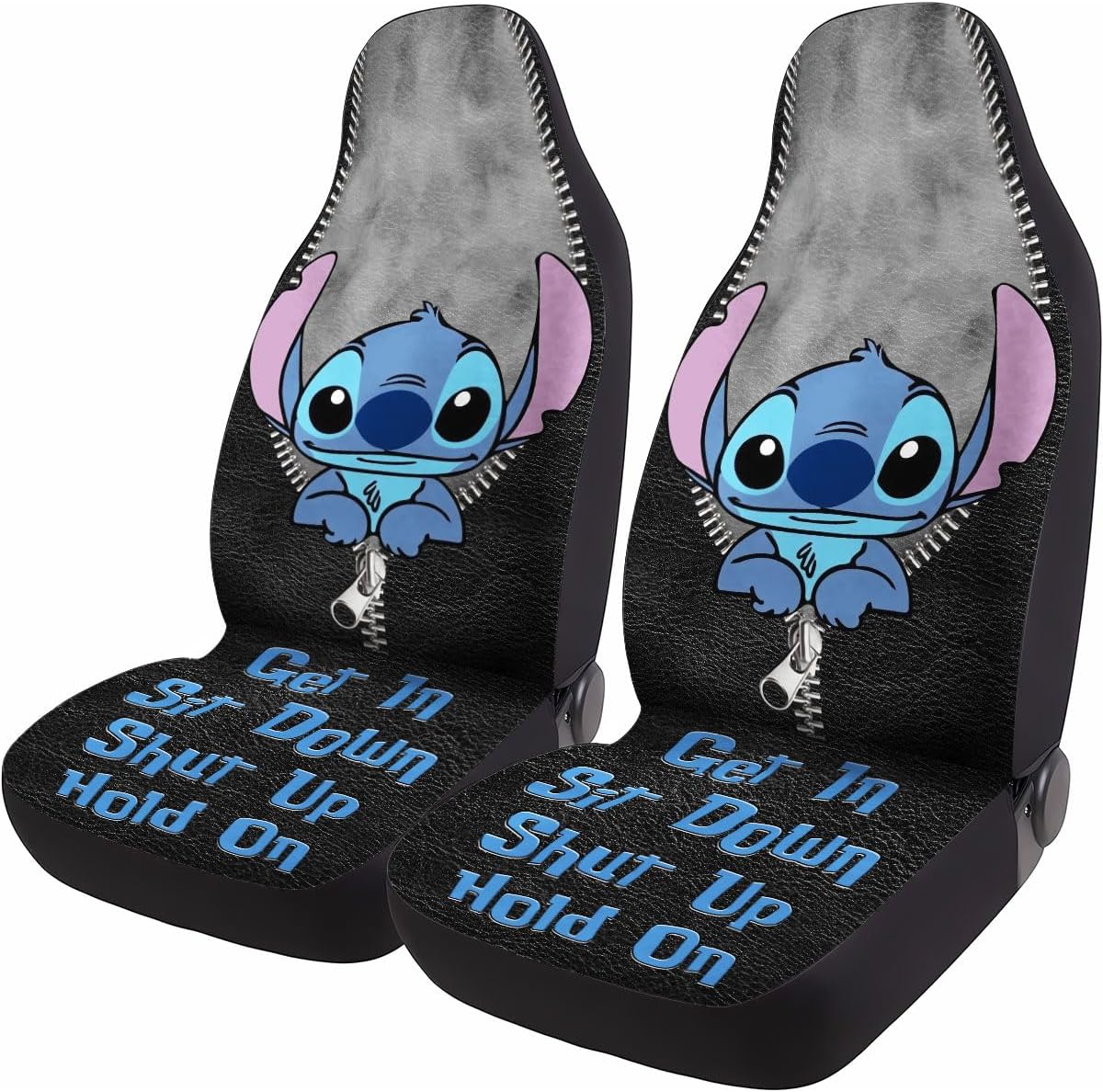 Cartoon Character Cute 2 Front Car Seat Covers for Car Truck Sedan SUV, Durable Automotive Seat Covers, Breathable Bucket Seat Covers, Protective Interior Accessory