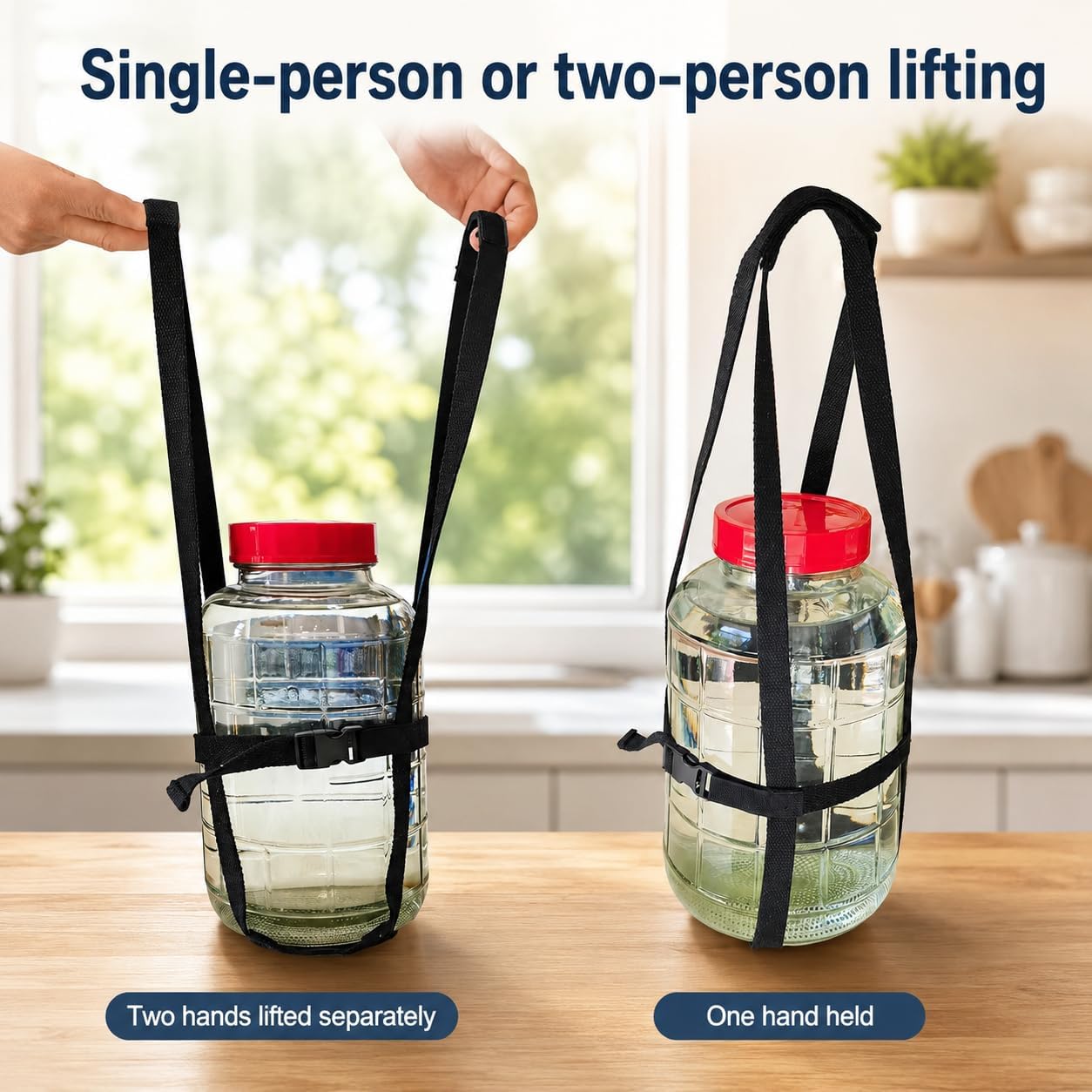 Carboy Carrier, 2 Gallon Glass Jar Carboy Easy-Carry Straps, Glass Bottle Protector, Adjustable Strong for Safe Lifting Moving Carrying Jug Bottle, Fits 1 to 3 Gal, No Carboys
