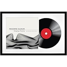 MCS Double Matted Record Album Frame, 1-Pack (16.5"x25") Black with White Mat - LP Vinyl Display, .75" Profile, Vertical &amp; Horizontal Wall Hanging Frame for Records, Album Covers, Jackets