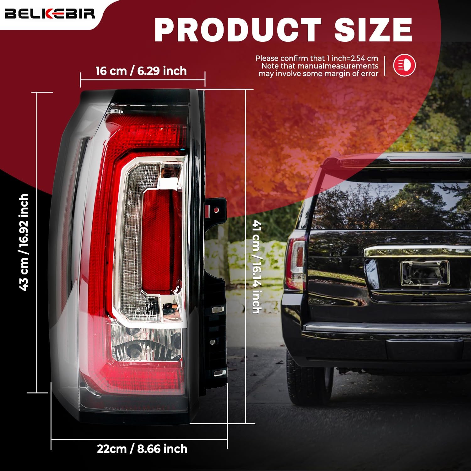 LED Tail Lights Assembly Compatible With 2015 2016 2017 2018 2019 2020 GMC Yukon/ Yukon XL Left Driver Side Brake Turn Signal Rear Taillights Assembly With Bulb Replace GM2801268 23380460 84536243