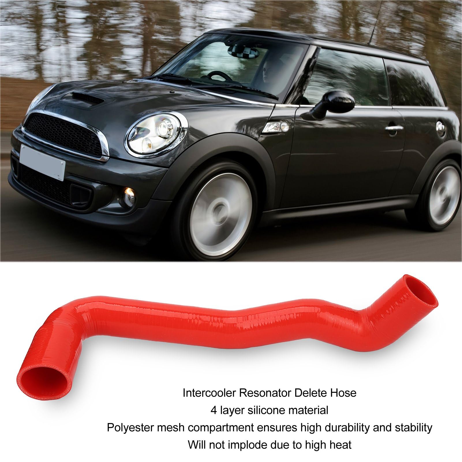 Intercooler Resonator Elimina Kit Tubo Flessibile in Silicone per Cooper S R55 R56 R57 R58 R59 R60(Rosso)