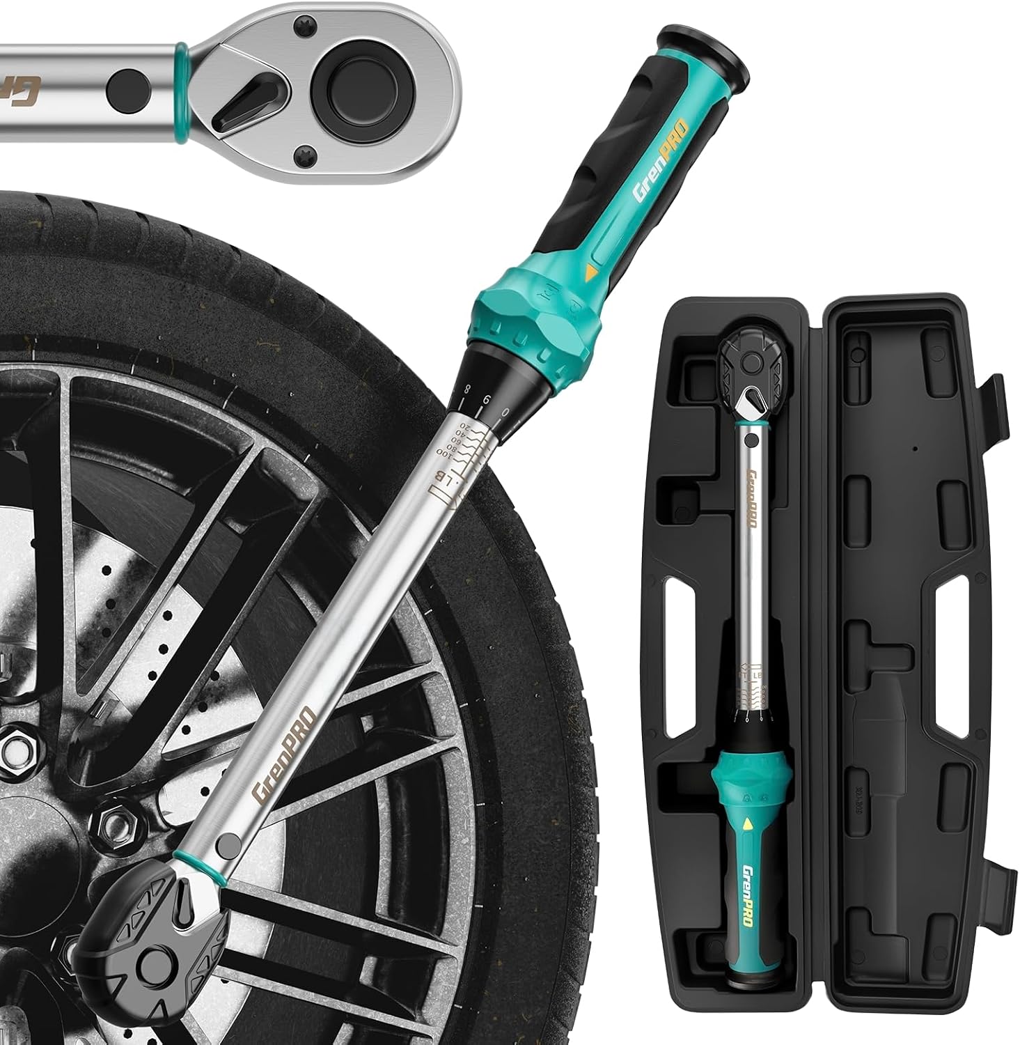 GRENPRO 1/2" Drive Click Torque Wrench 10–150 Ft.Lb – Dual-Direction Adjustable with Dual Range Scales, 72-Tooth Precision Ratchet, ±3% Accuracy – for Bike, Motorcycle, Car Repair & DIY Maintenance