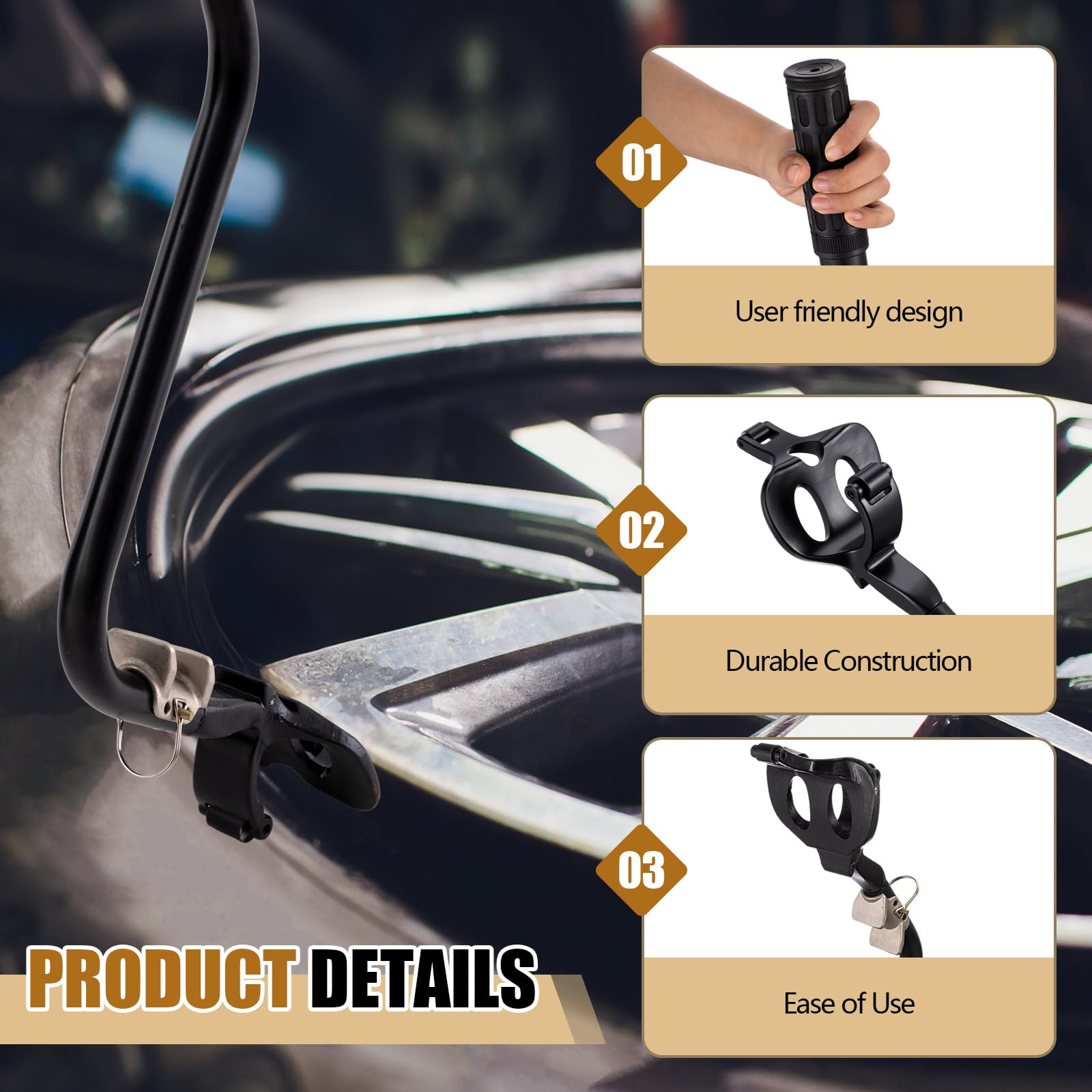 Herramienta de desmontaje de montaje de neumáticos de 16 a 22.5 pulgadas con mango de goma para reparación de automóviles y camiones, color negro