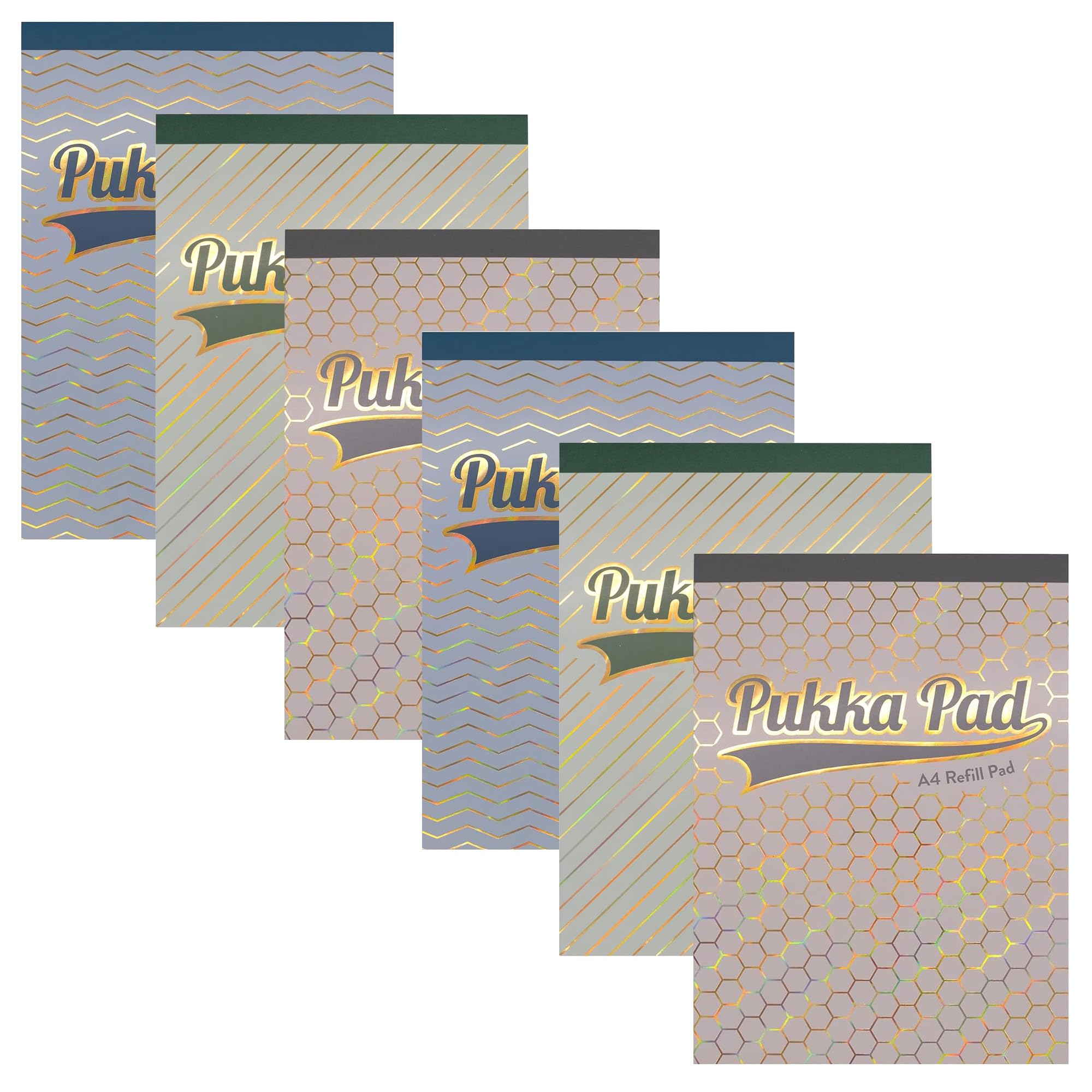 Pukka Pad Haze - Blocco di ricarica formato A4, confezione da 6 quaderni rilegati con nastro superiore con 160 pagine, 80 fogli di carta da 80 g/m² con righe e margini da 8 mm, con perforatori a 4