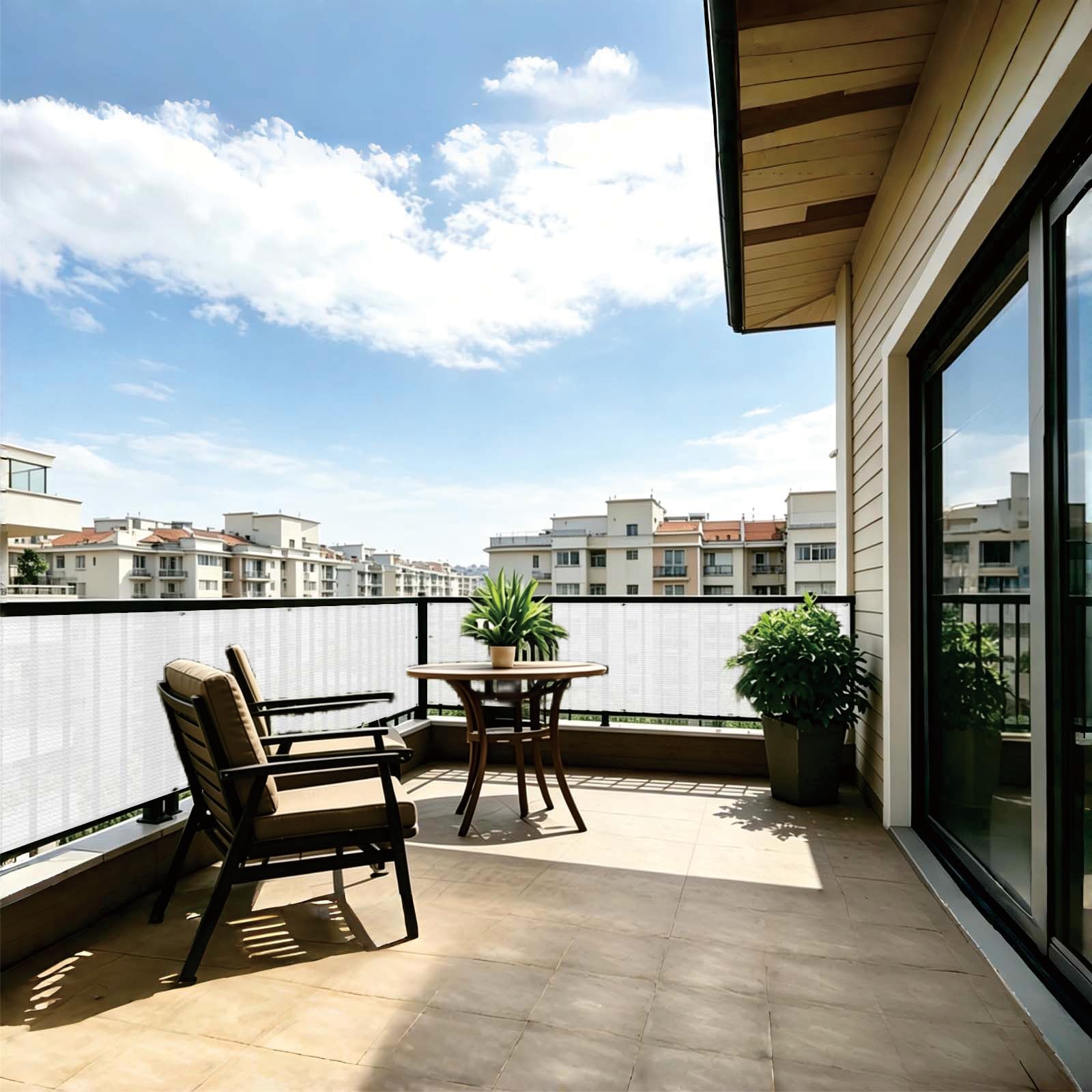 Brise vue balcon opaque 95% anti-UV et protection solaire respirante